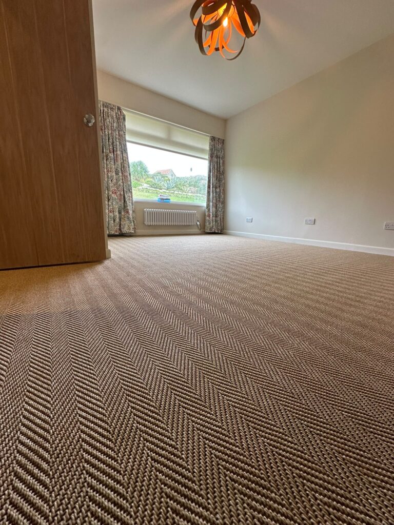 Bedroom flooring installation, supplied and installed by Kernow Carpets