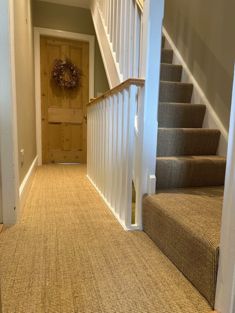 Hallway and stair carpet installation