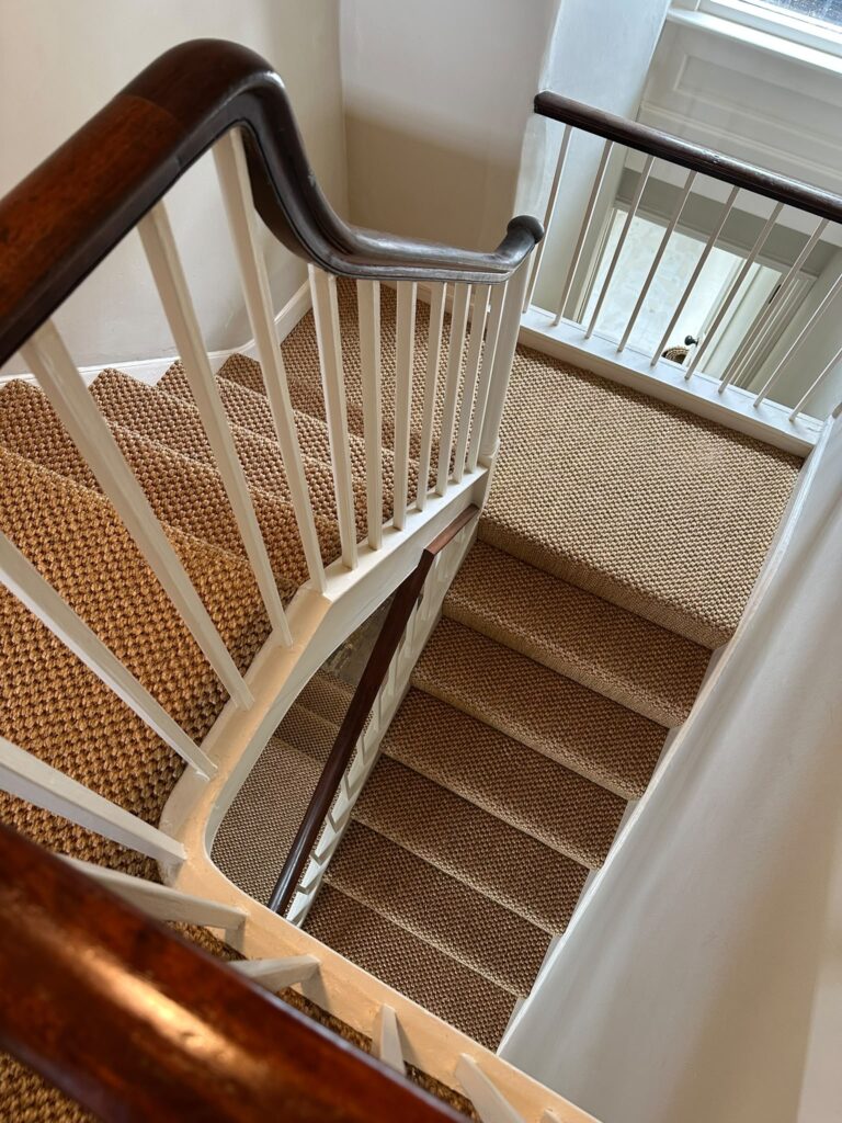 Natural Carpet installation, staircase in Penzance
