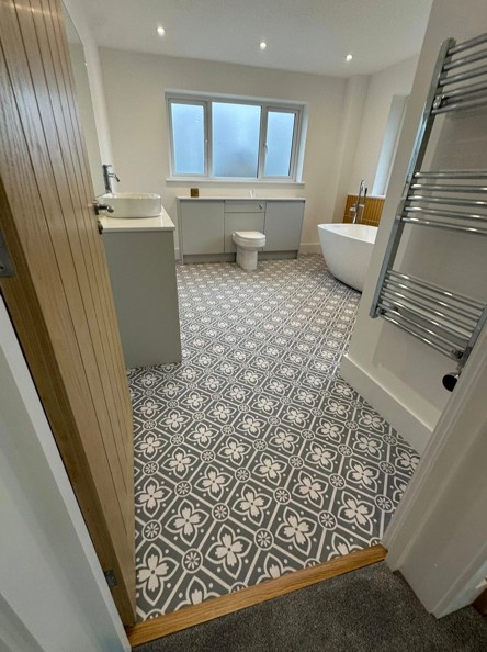 Bathroom vinyl installation
